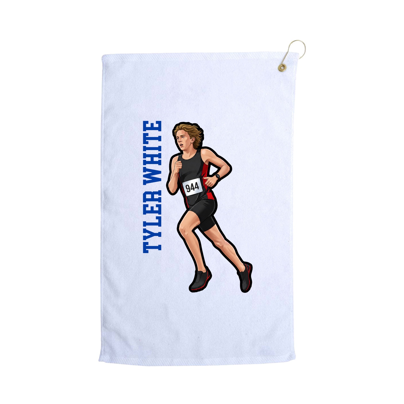 Golf Towel — Name Vertical in White