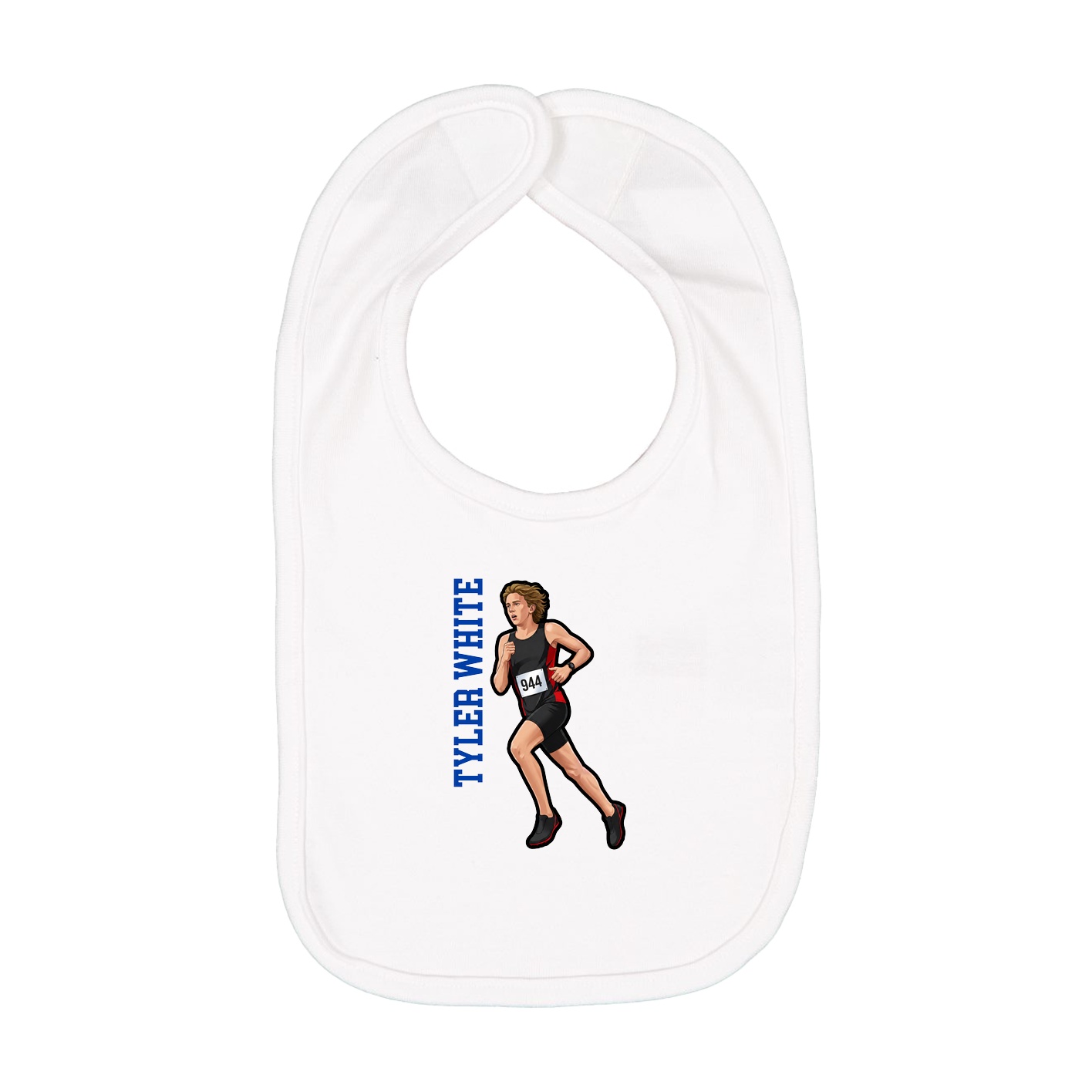 Infant Bib — Name Vertical in White