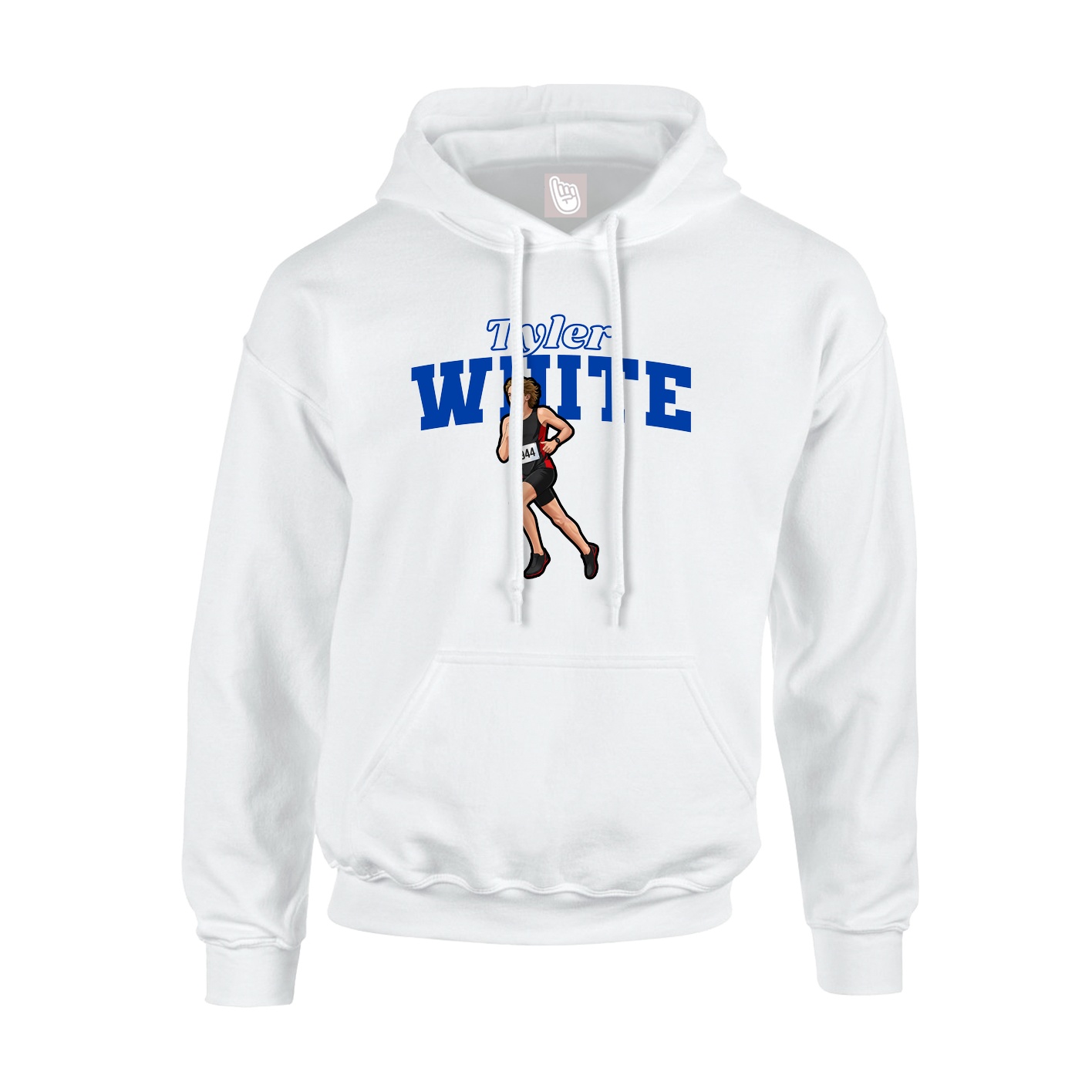 Youth Hoodie — Name Arch in White