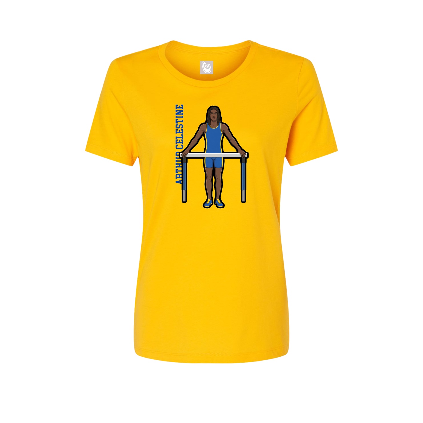 Fitted Women's Tee — Name Vertical in Gold