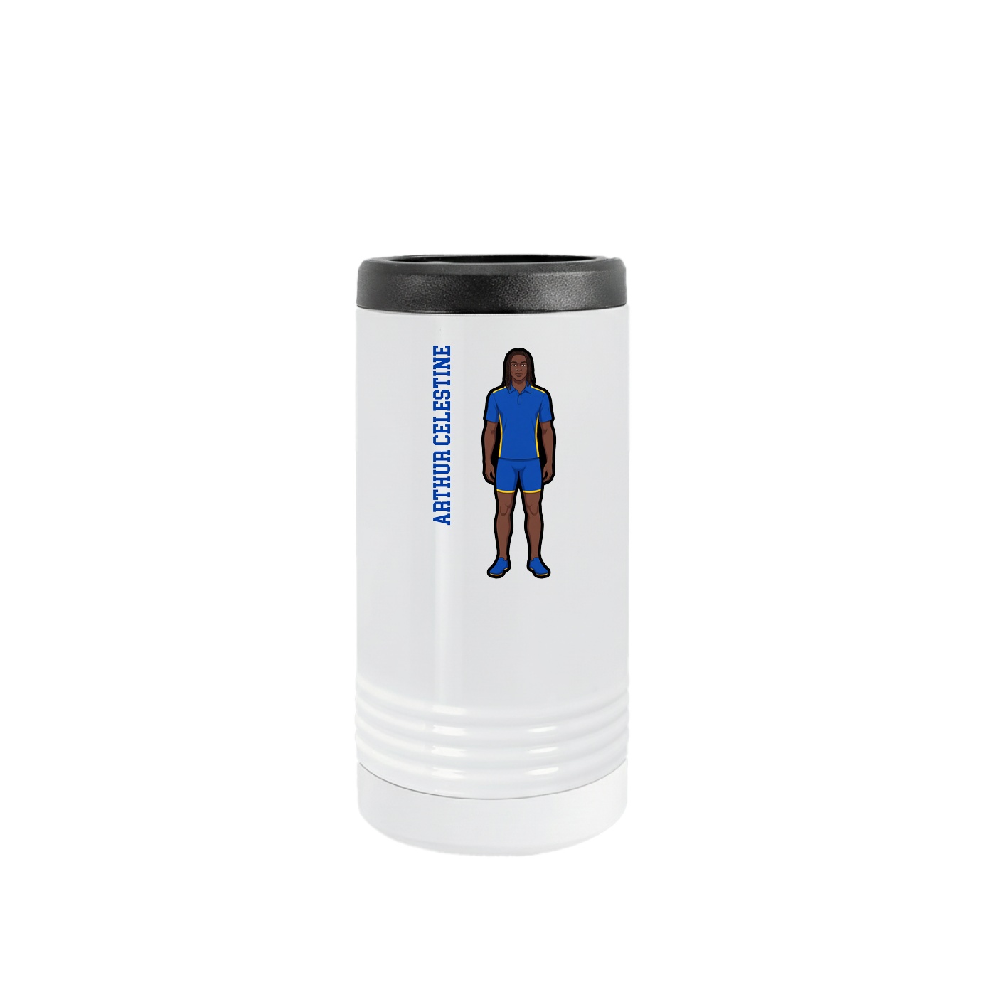 Slim Beverage Holder — Name Vertical in White