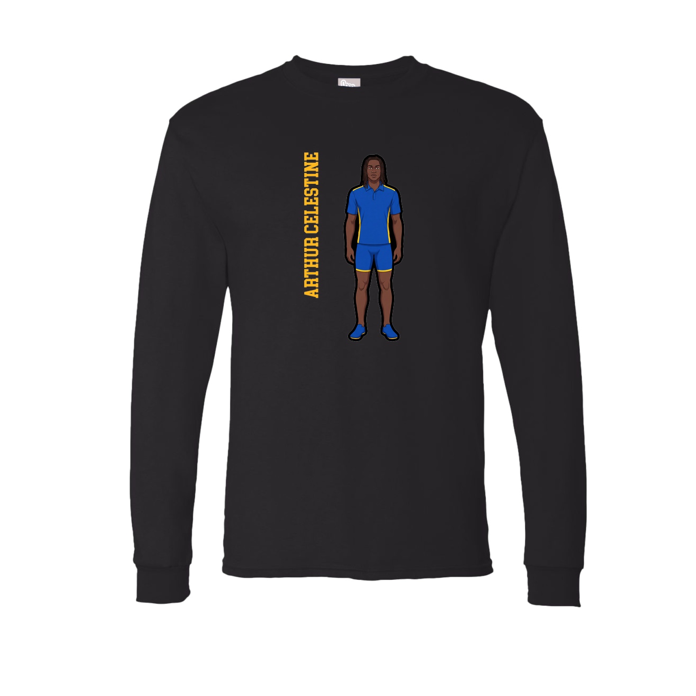 Long Sleeve Tee — Name Vertical in Black
