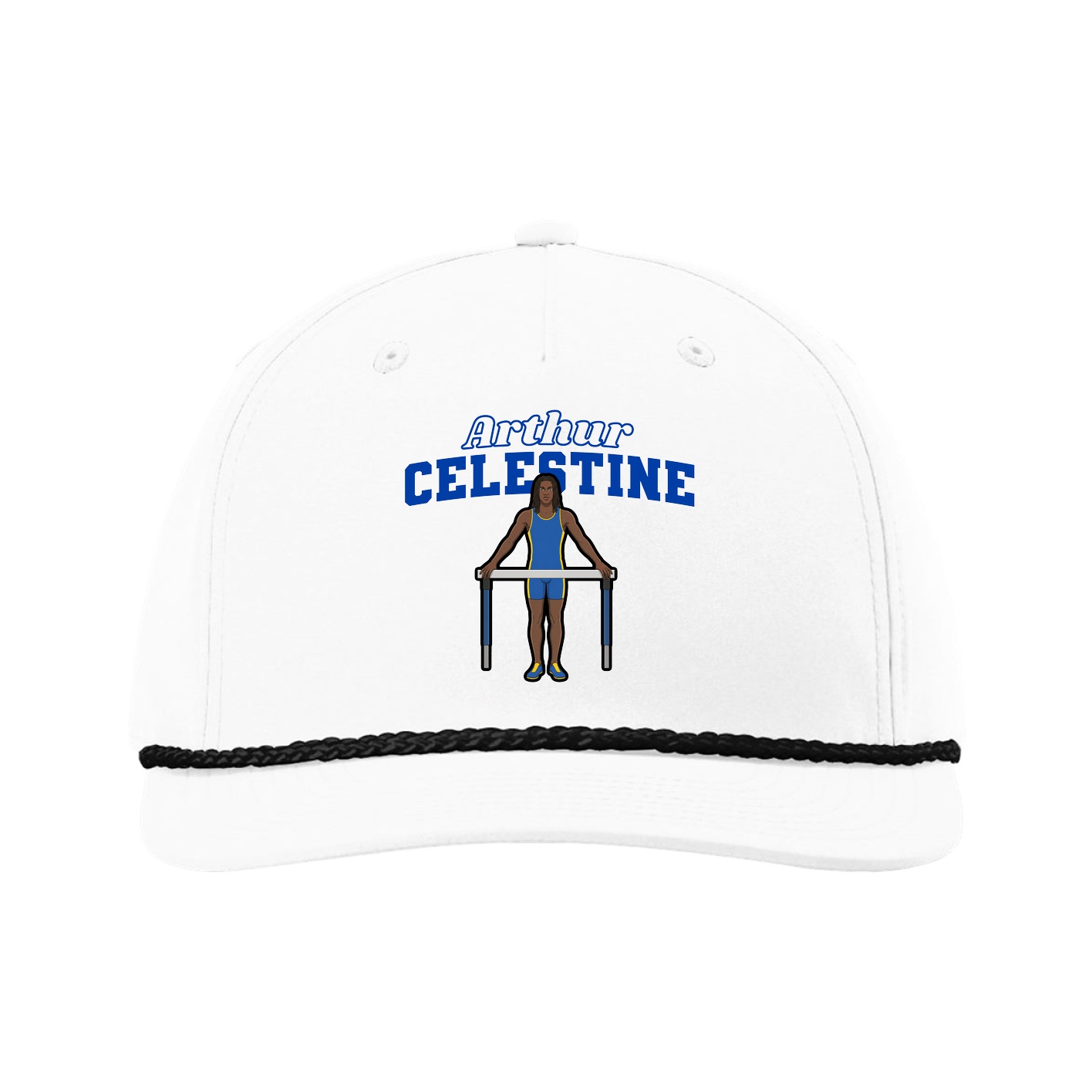 Five-Panel Classic Rope Cap — Name Arch in White