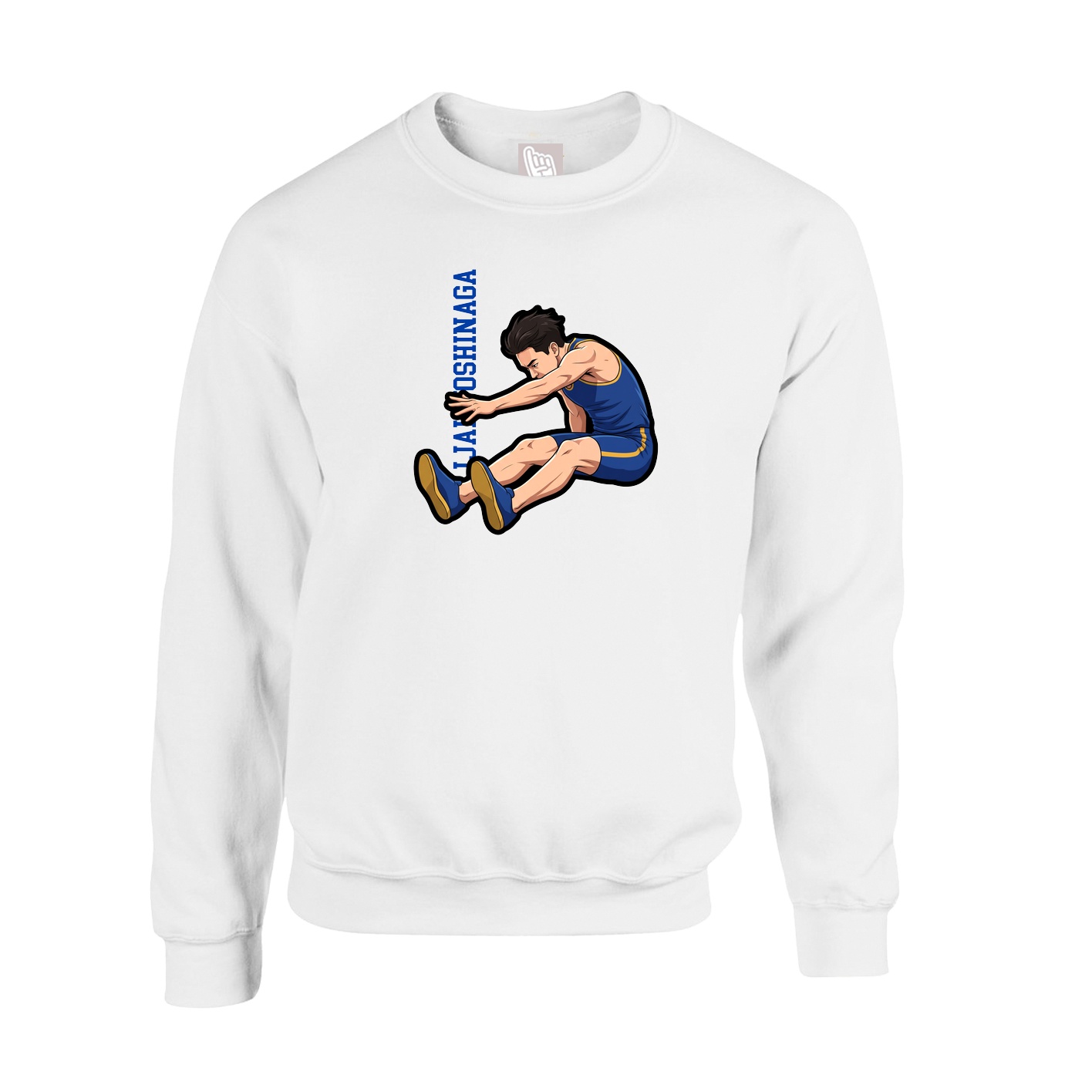 Fleece Crew — Name Vertical in White