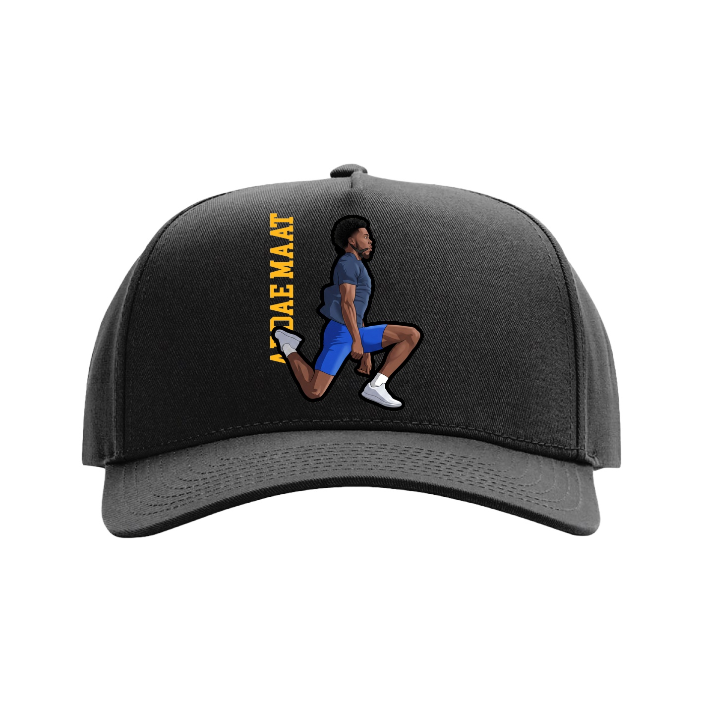 Full Fabric Five-Panel Champ Cap — Name Vertical in Black
