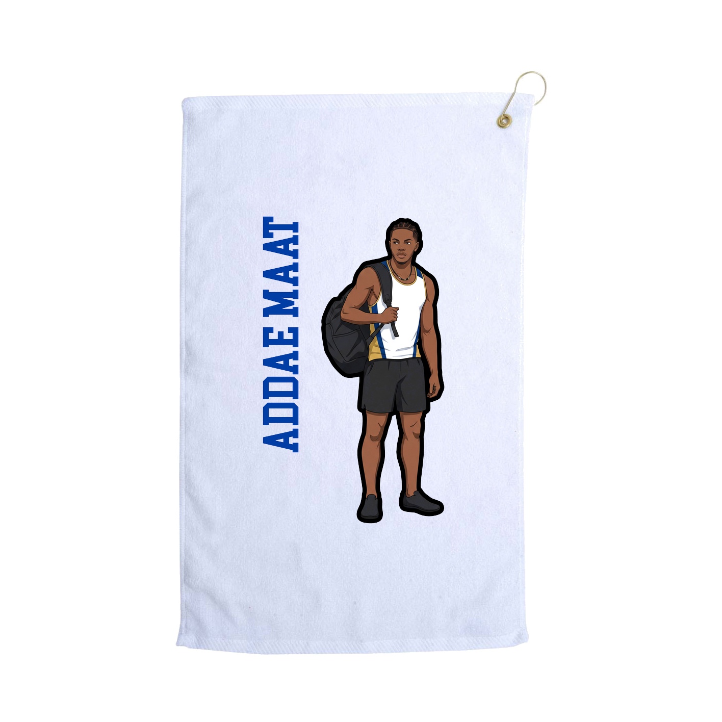 Golf Towel — Name Vertical in White