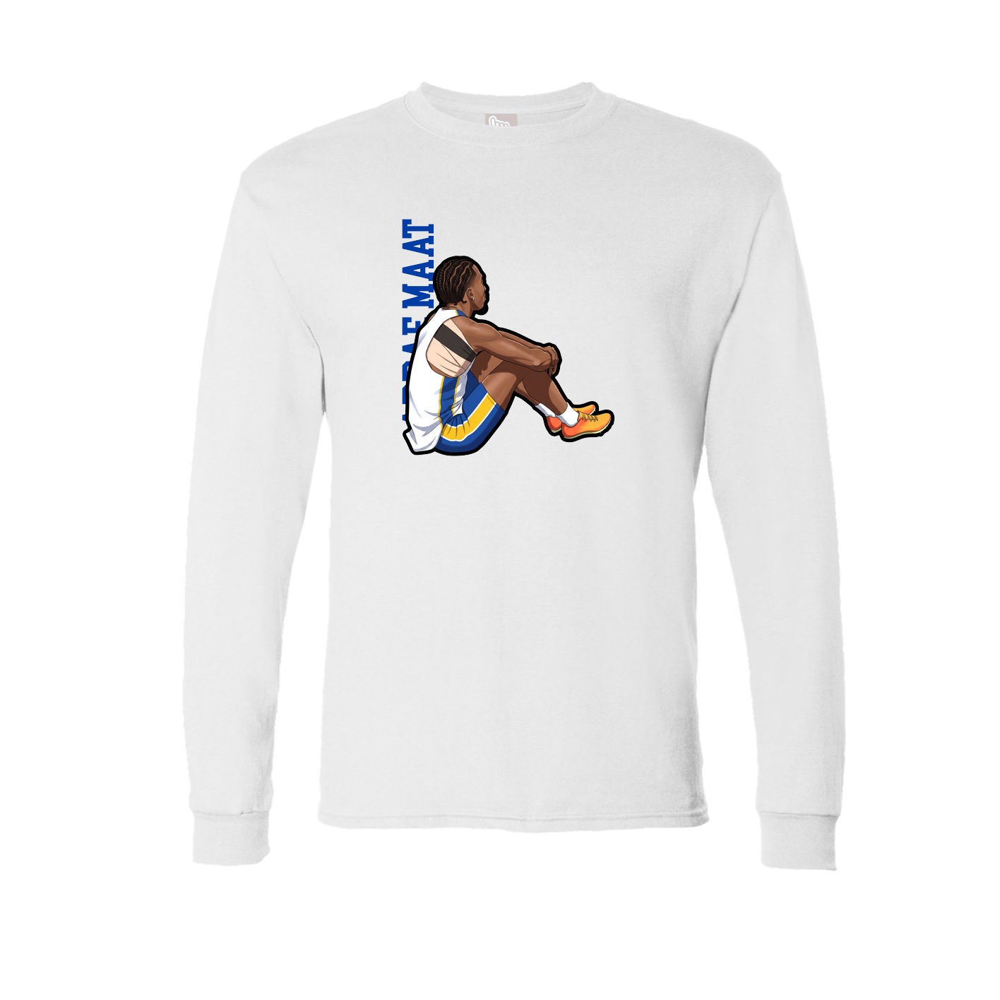 Long Sleeve Tee — Name Vertical in White