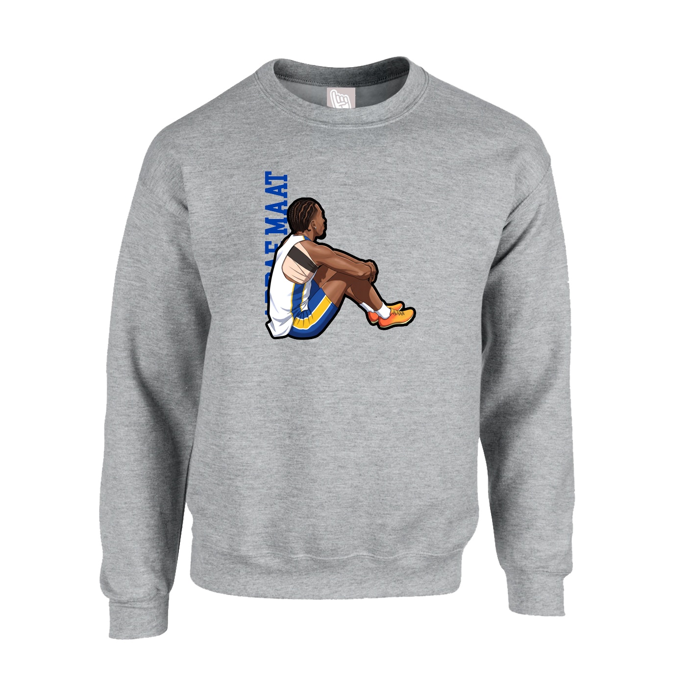 Fleece Crew — Name Vertical in Grey