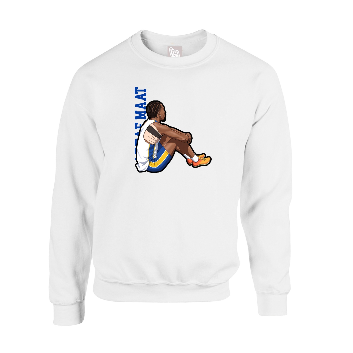 Fleece Crew — Name Vertical in White
