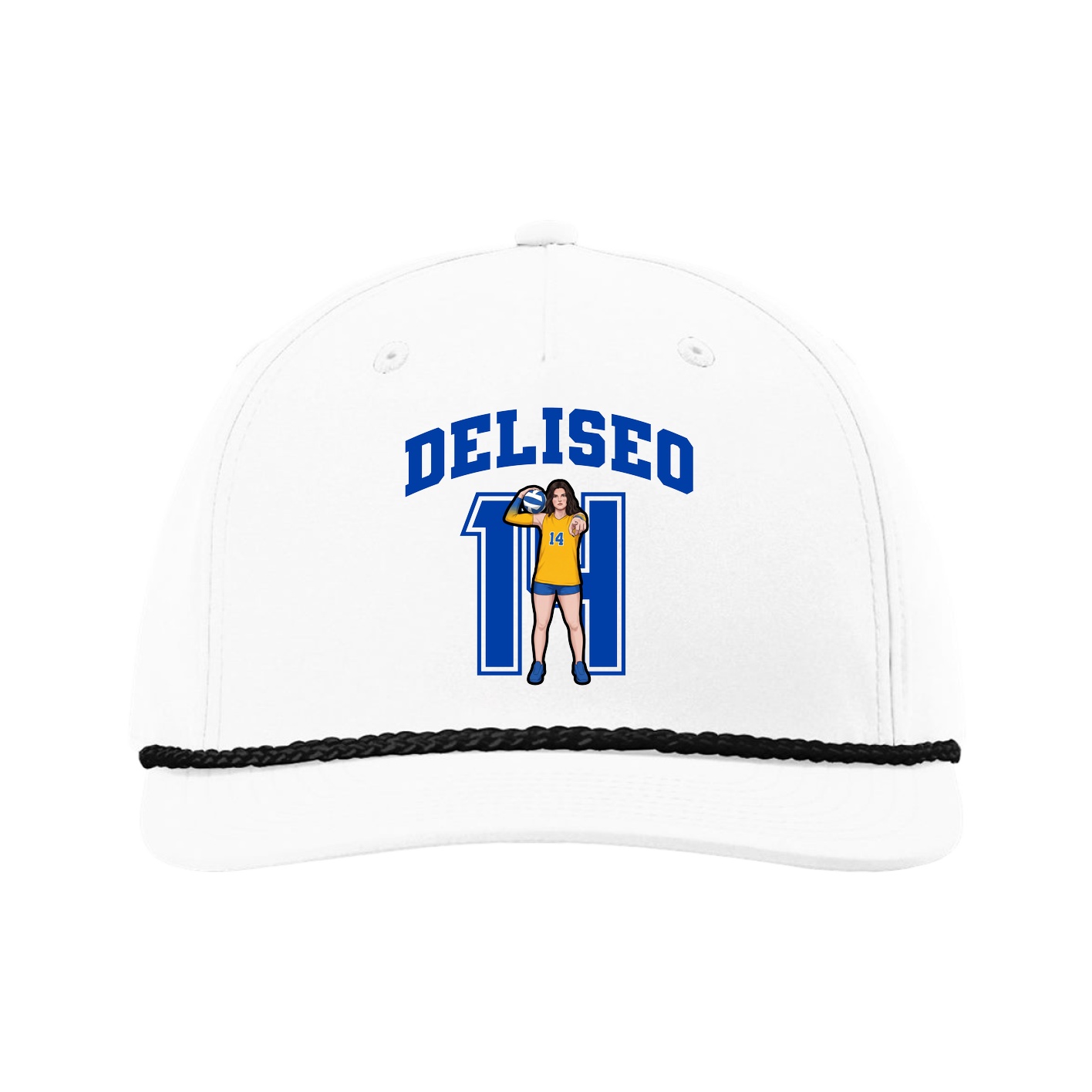 Five-Panel Classic Rope Cap — Number in White