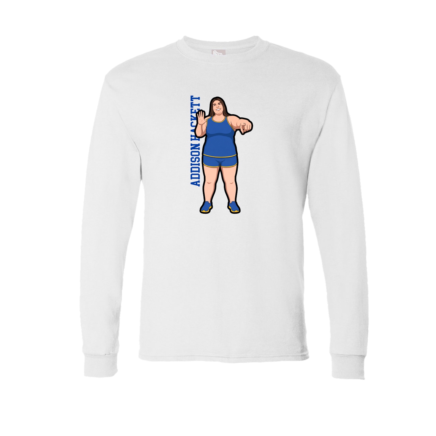 Long Sleeve Tee — Name Vertical in White
