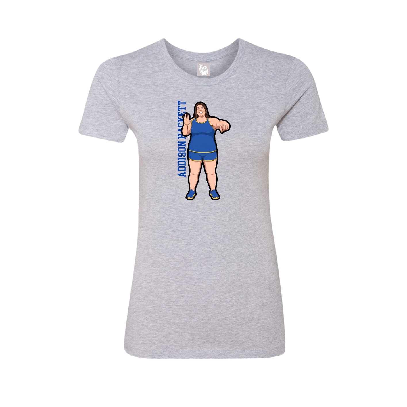 Fitted Women's Tee — Name Vertical in Grey