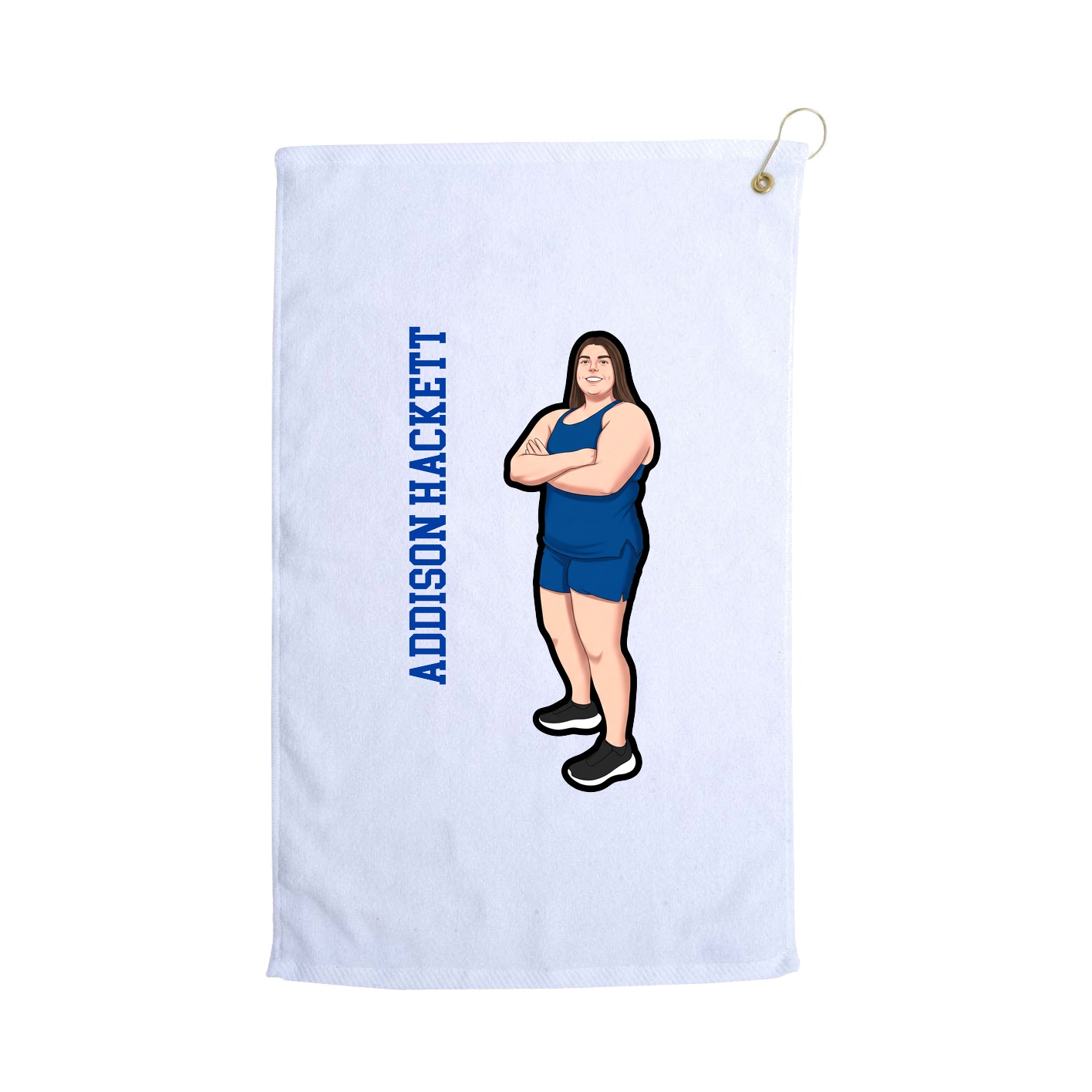 Golf Towel — Name Vertical in White