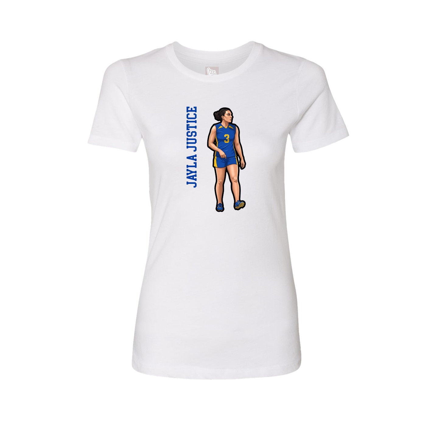 Fitted Women's Tee — Name Vertical in White