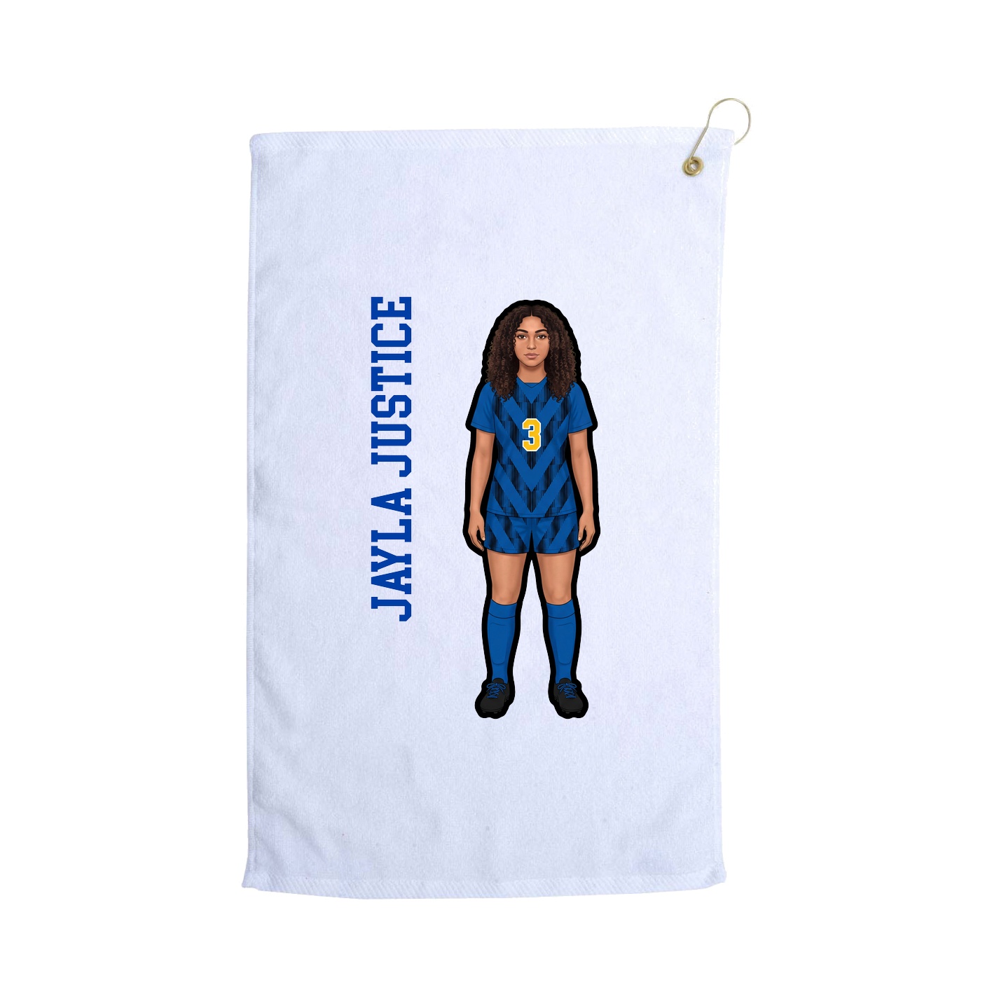 Golf Towel — Name Vertical in White