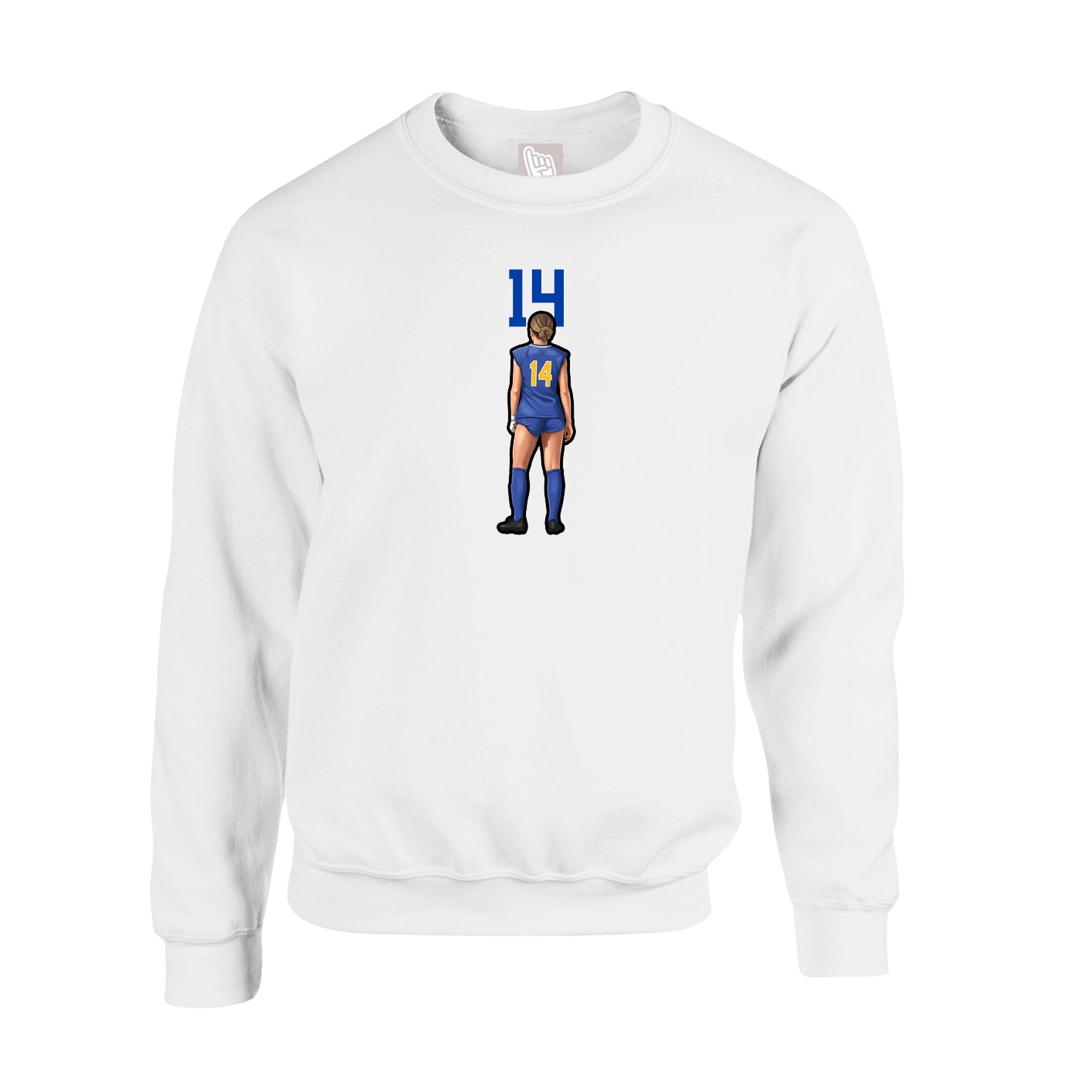Fleece Crew — Number Top in White
