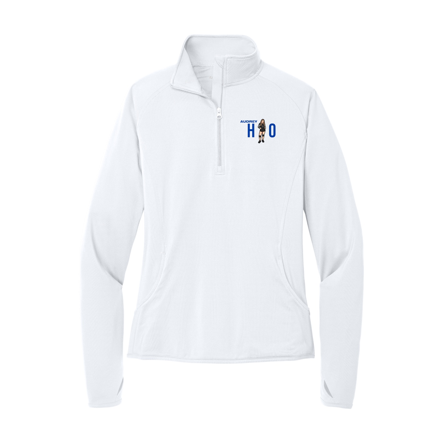 Women's Q-Zip Pullover — Player Name in White
