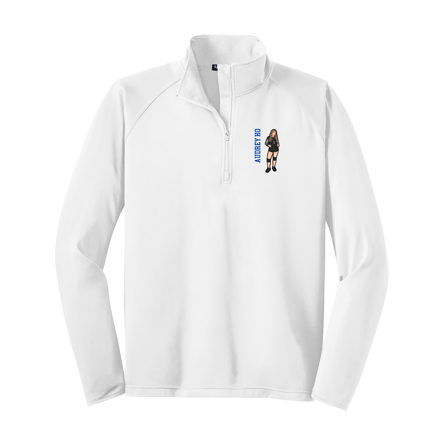 Q-Zip Pullover — Name Vertical in White
