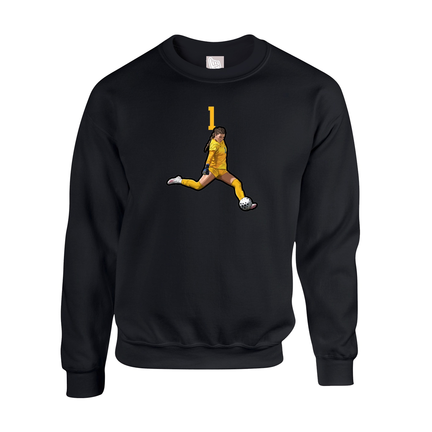 Fleece Crew — Number Top in Black