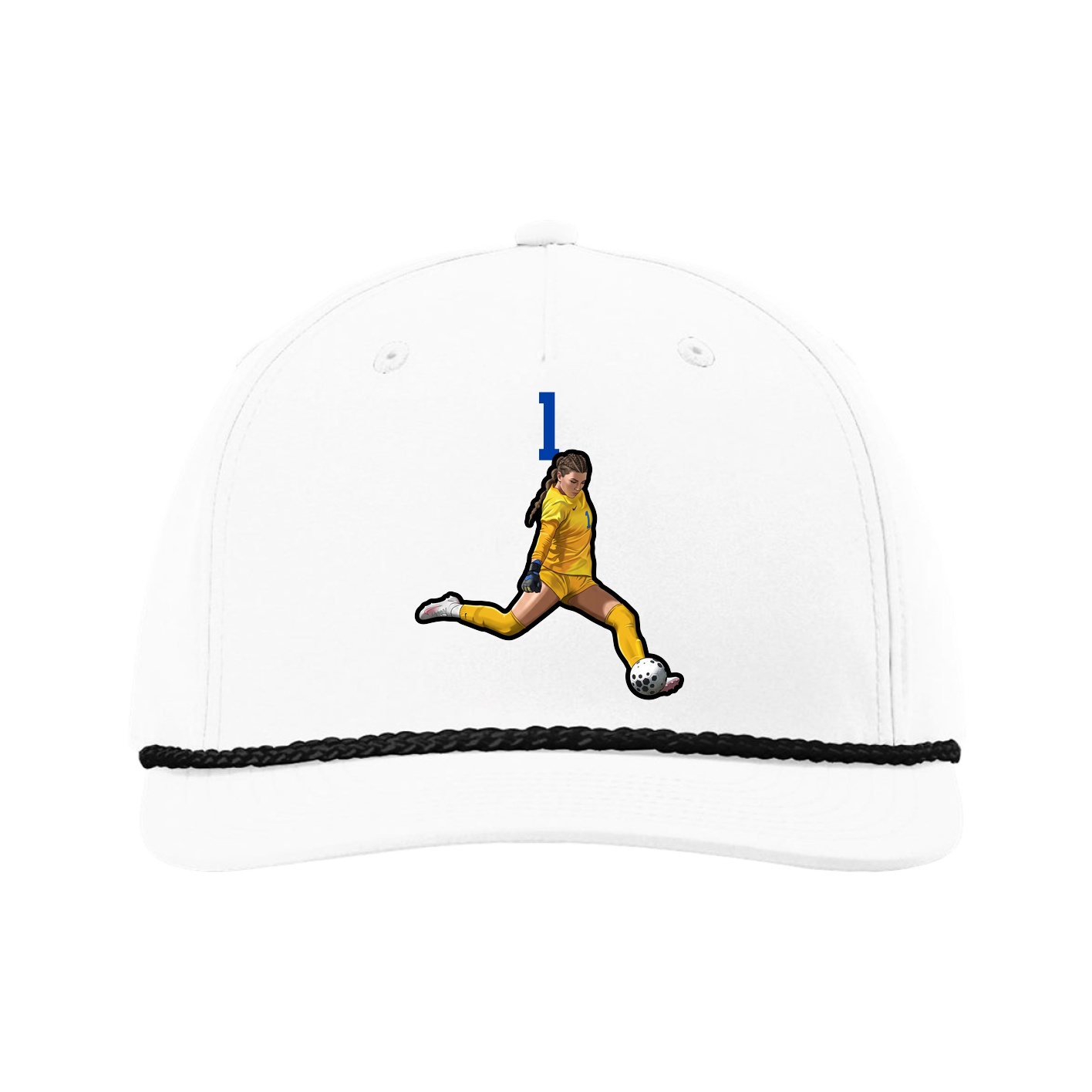 Five-Panel Classic Rope Cap — Number Top in White