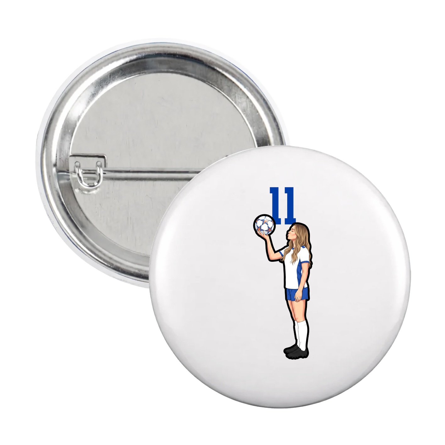 Game Day Button — Number Top in White