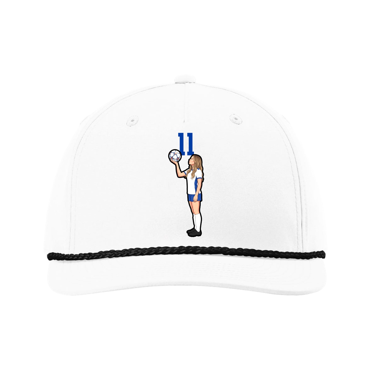 Five-Panel Classic Rope Cap — Number Top in White