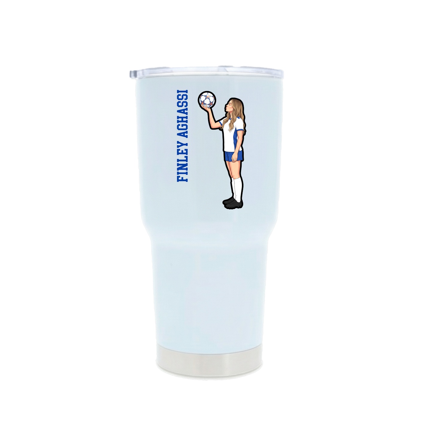 30oz Stainless Steel Tumbler — Name Vertical in White