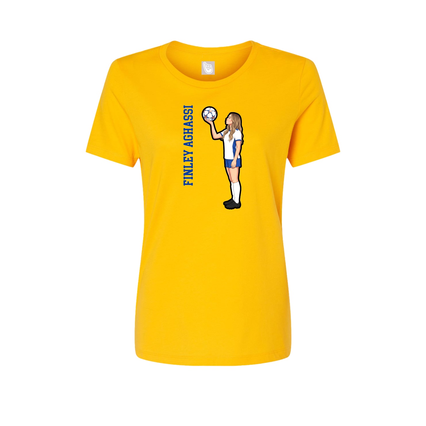 Fitted Women's Tee — Name Vertical in Gold
