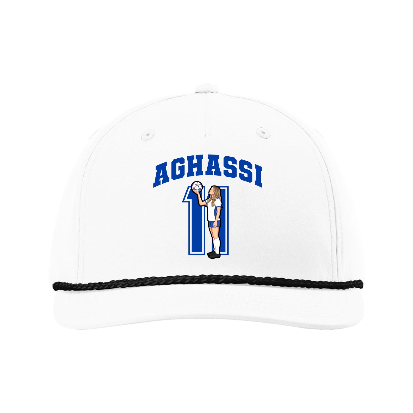 Five-Panel Classic Rope Cap — Number in White
