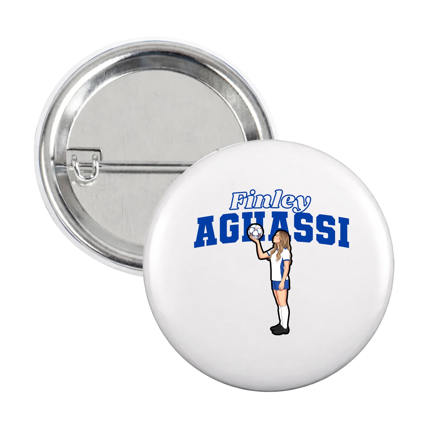 Game Day Button — Name Arch in White