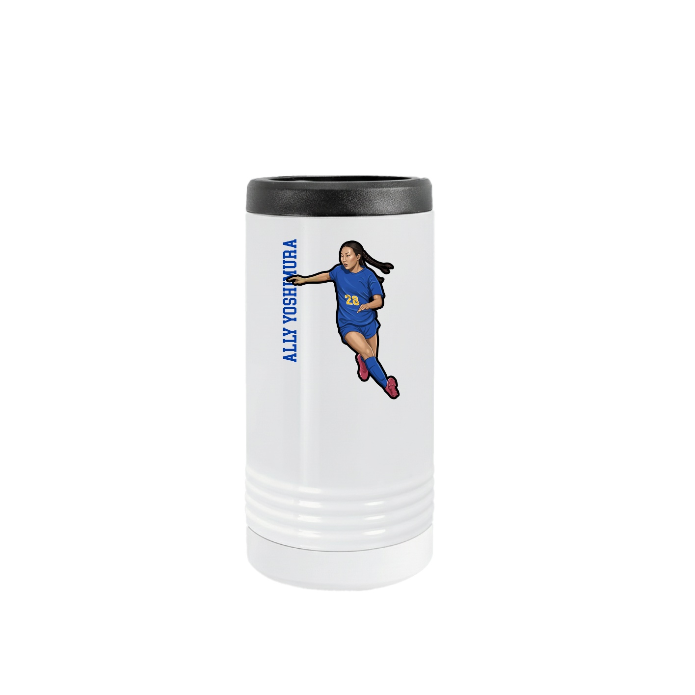 Slim Beverage Holder — Name Vertical in White