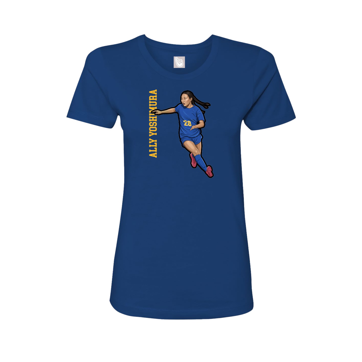 Fitted Women's Tee — Name Vertical in Royal