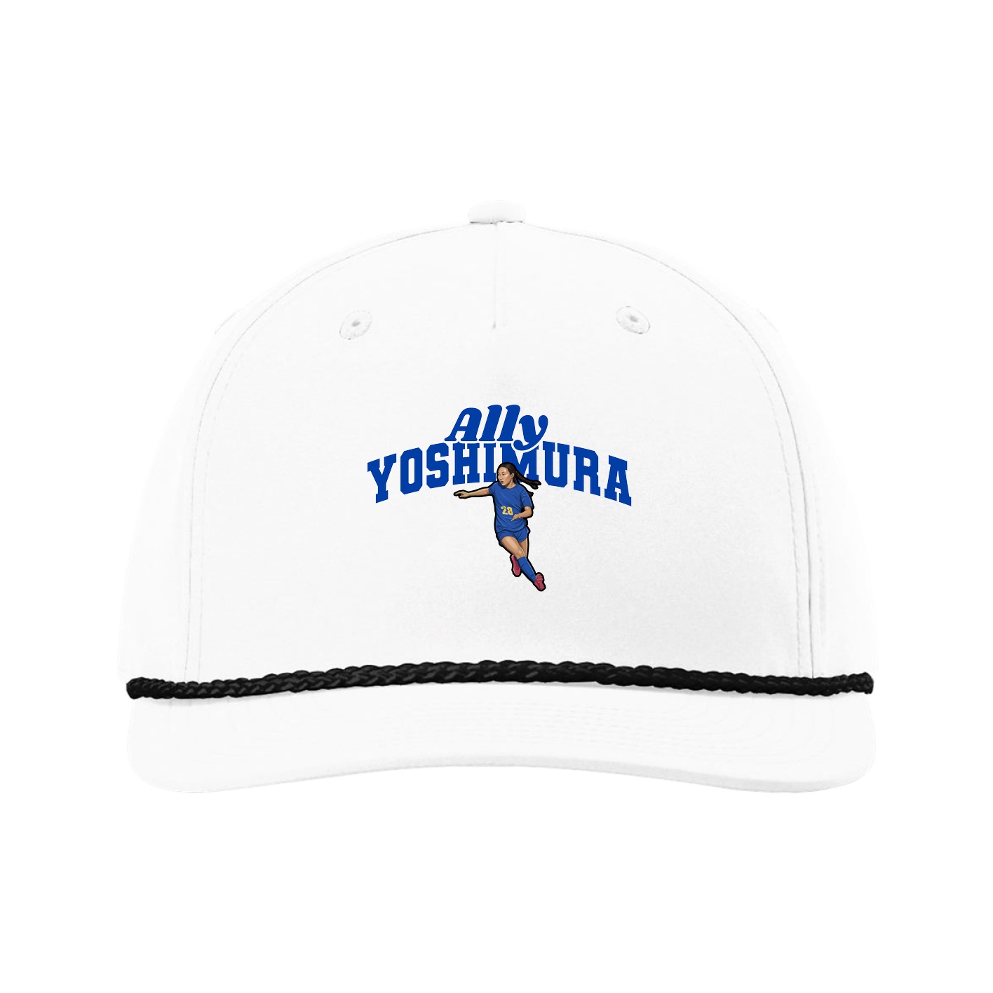 Five-Panel Classic Rope Cap — Signature Arch in White