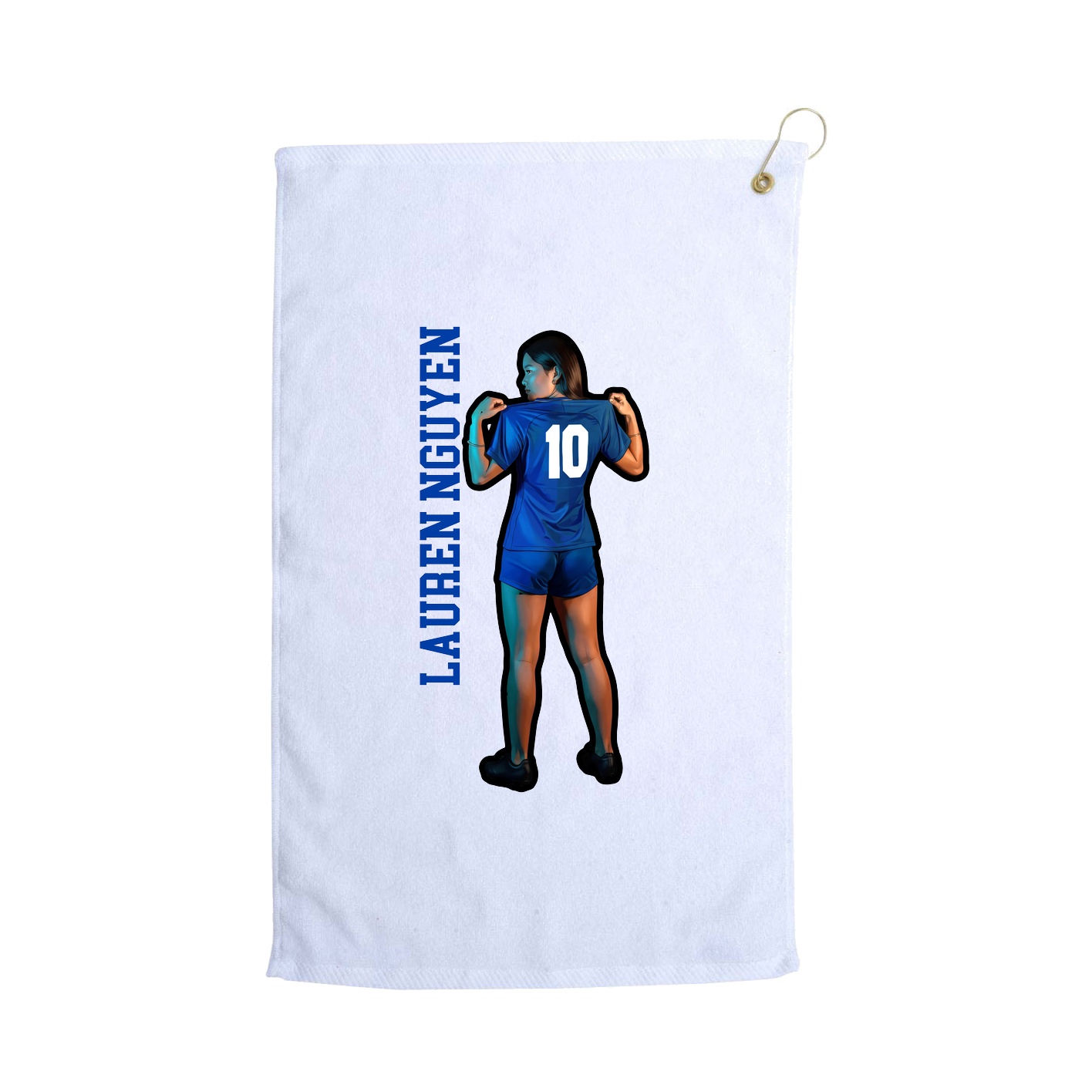 Golf Towel — Name Vertical in White