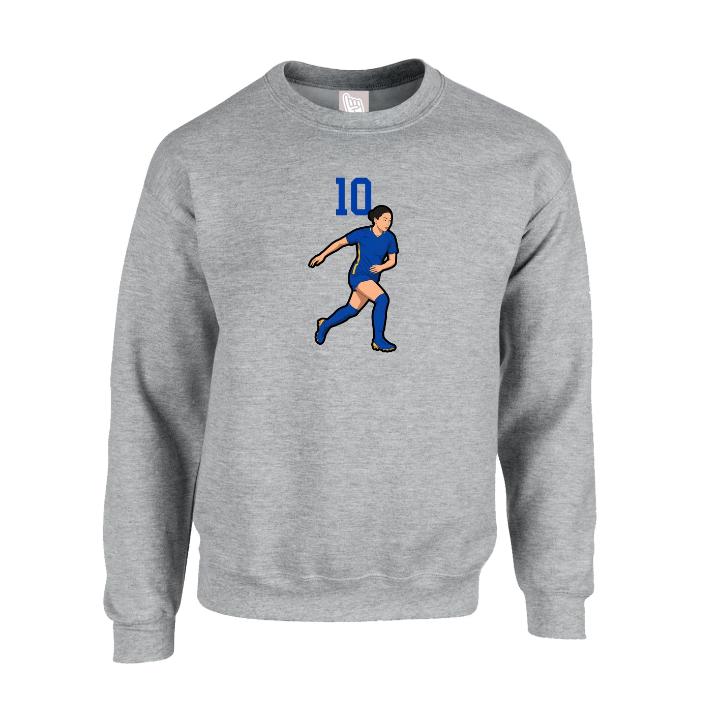 Fleece Crew — Number Top in Grey
