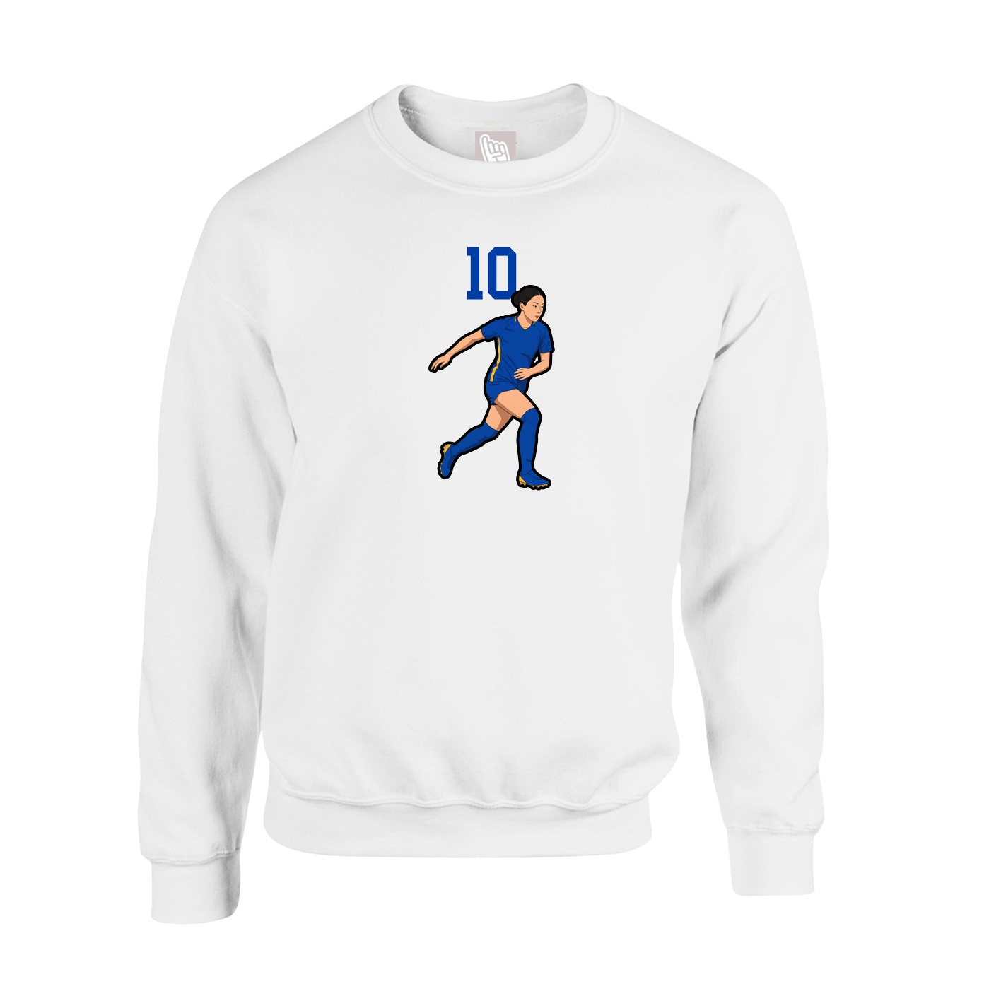 Fleece Crew — Number Top in White