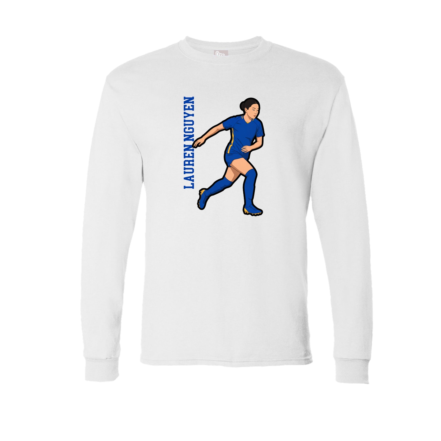 Long Sleeve Tee — Name Vertical in White