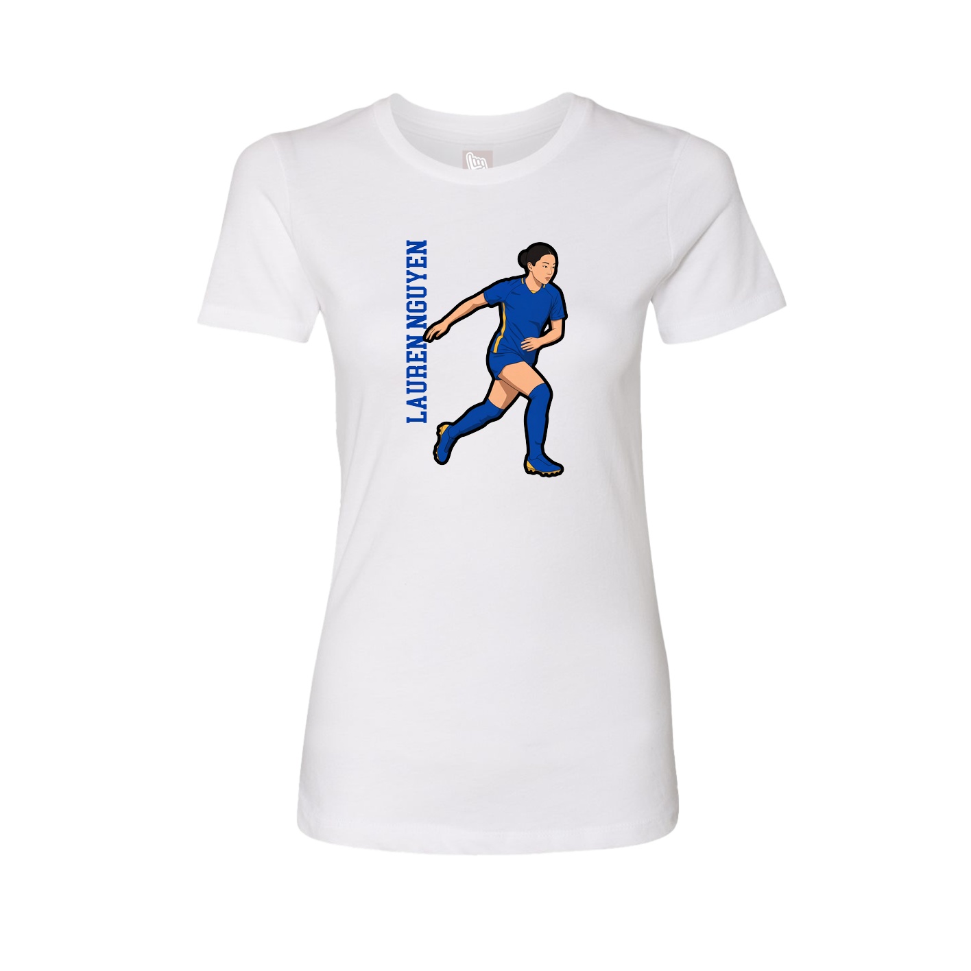 Womens Tee — Name Vertical in White