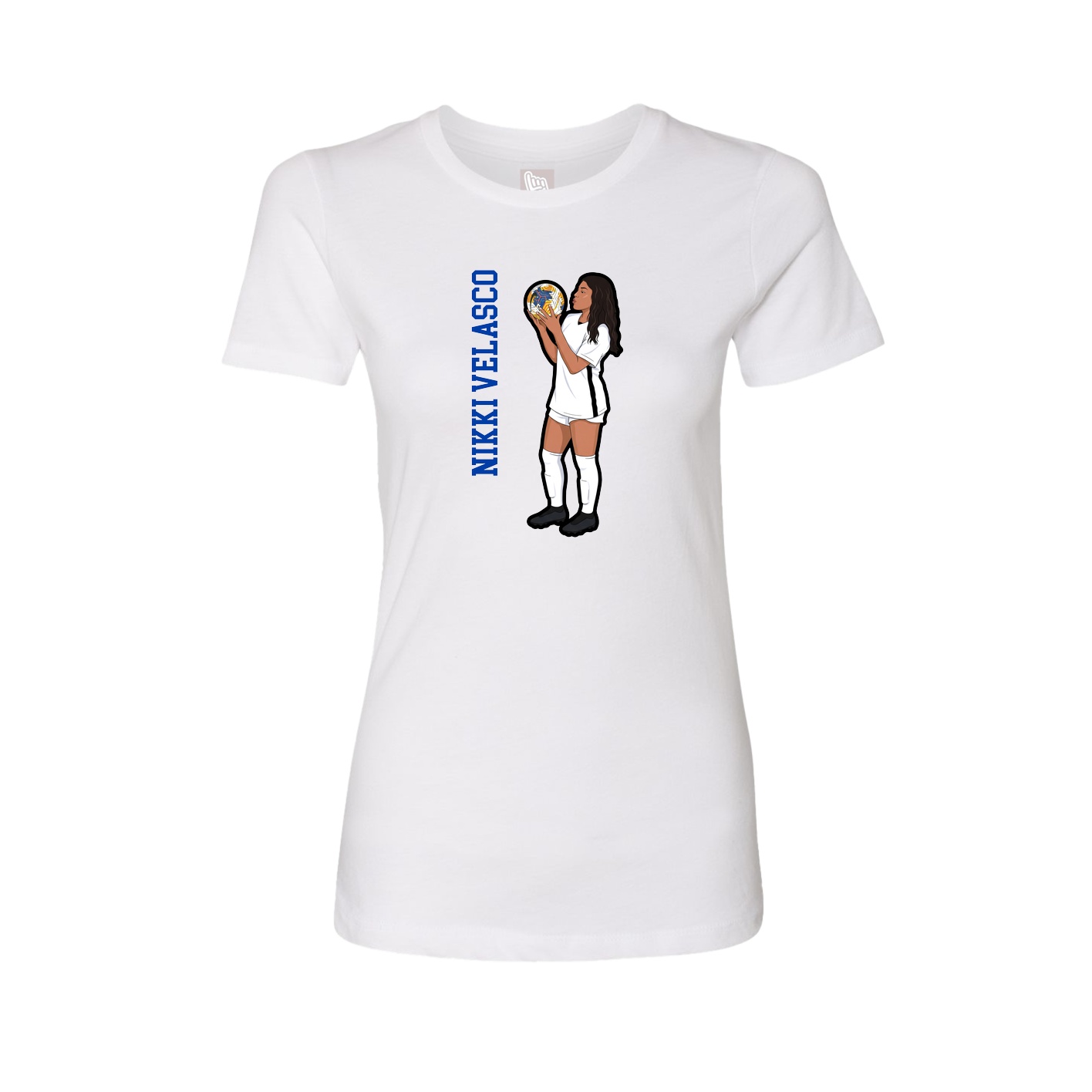 Fitted Women's Tee — Name Vertical in White