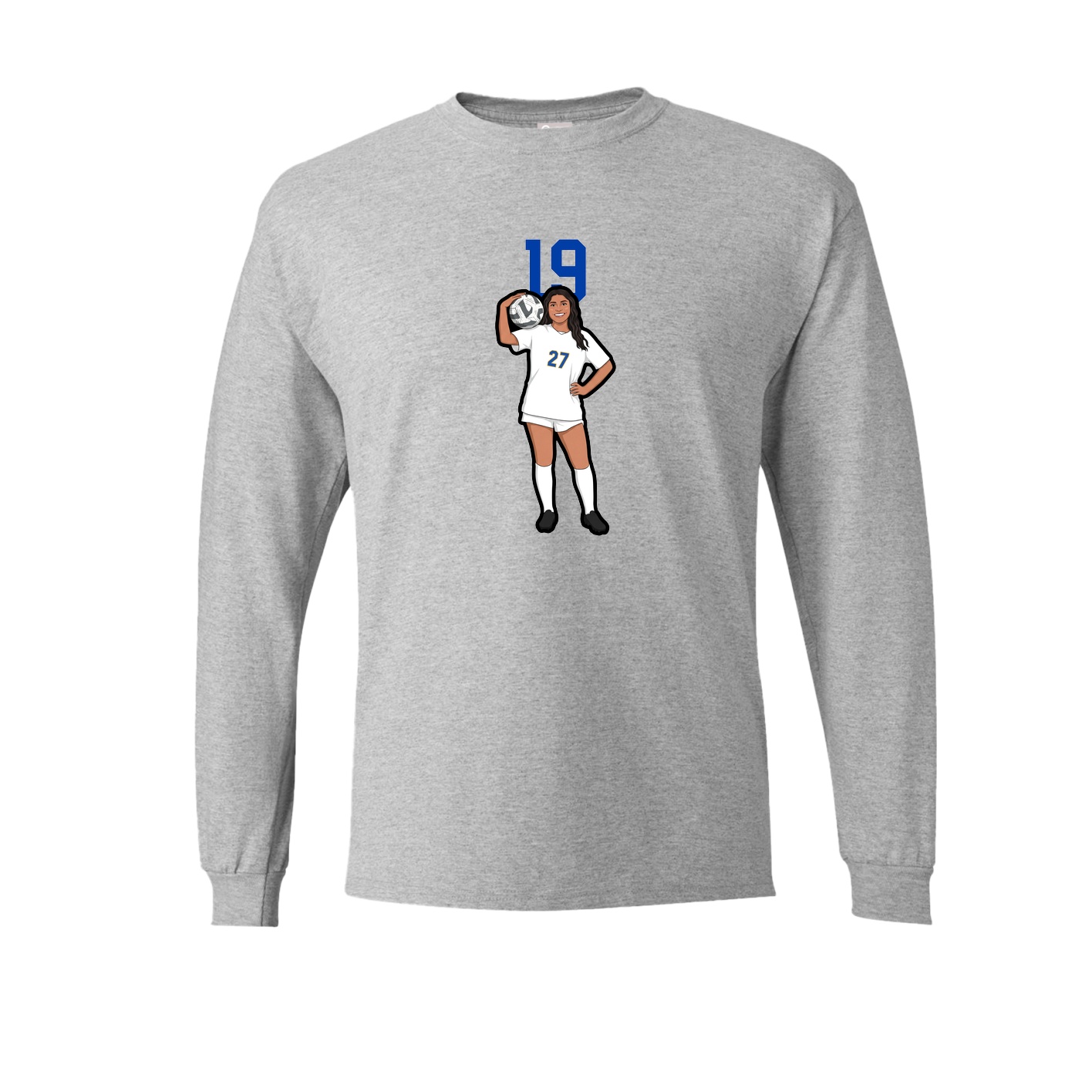 Long Sleeve Tee — Number Top in Grey