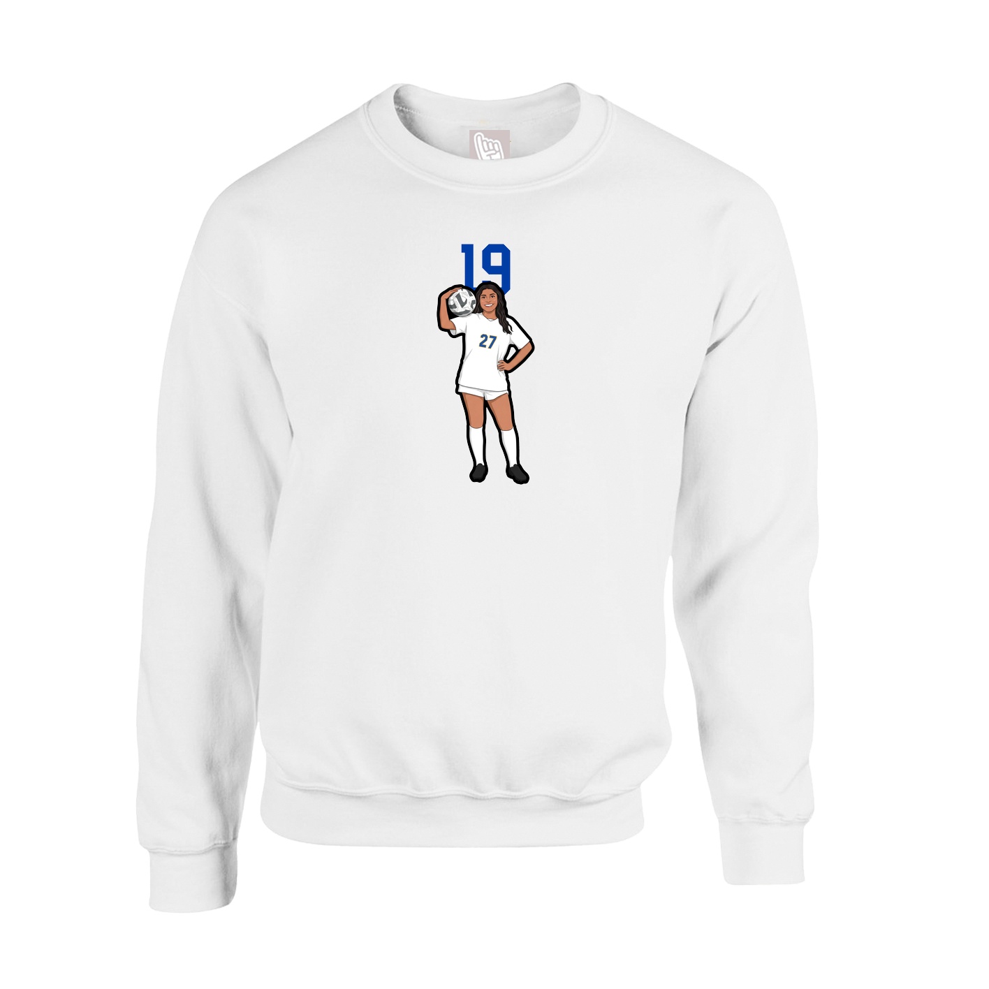 Fleece Crew — Number Top in White