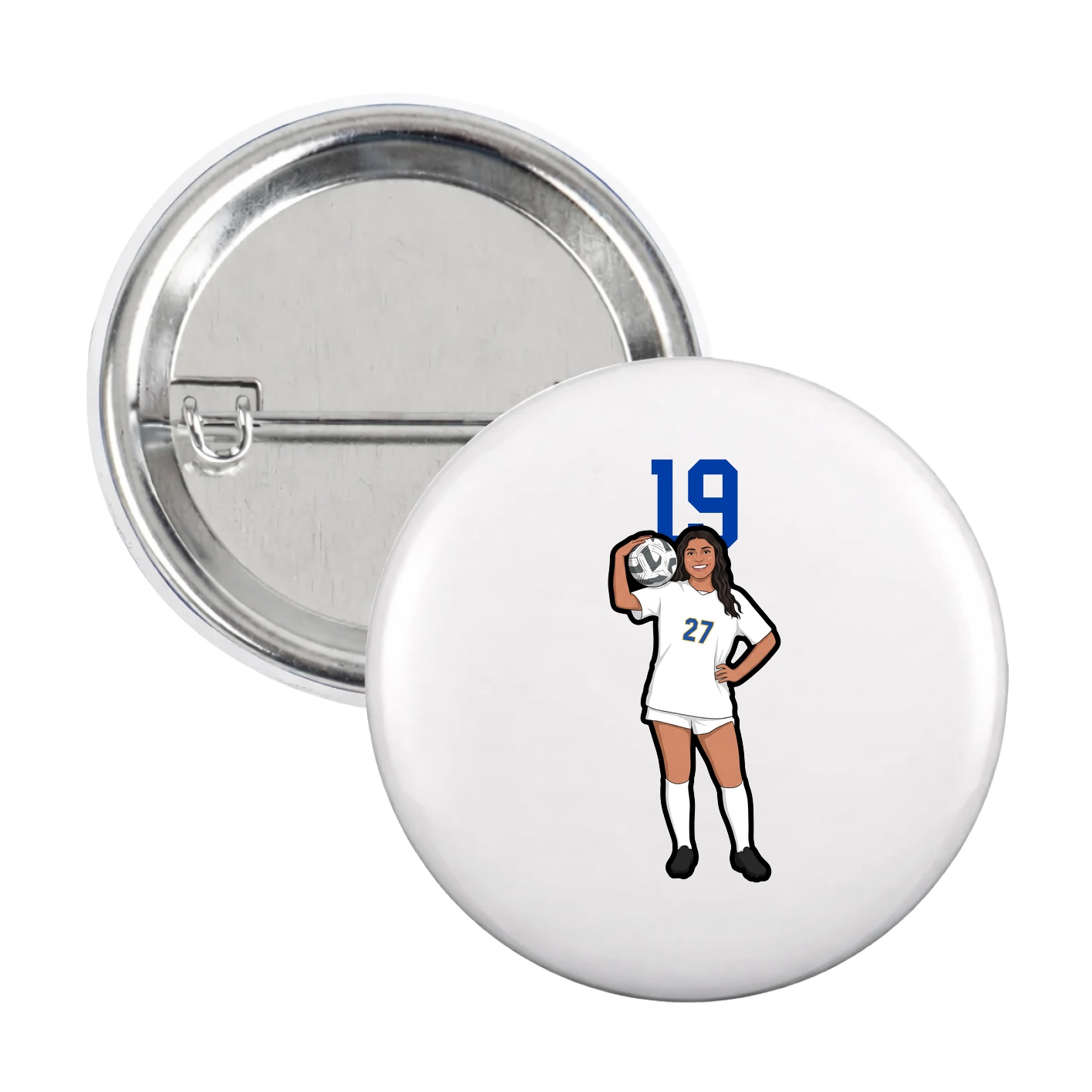 Game Day Button — Number Top in White