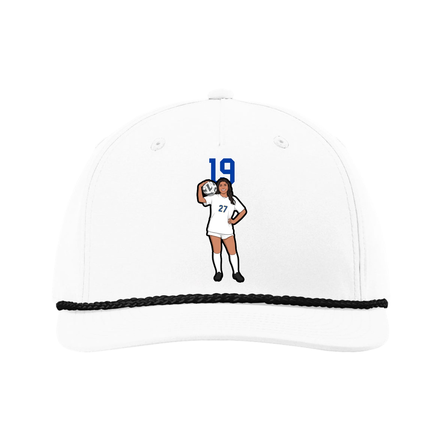 Five-Panel Classic Rope Cap — Number Top in White