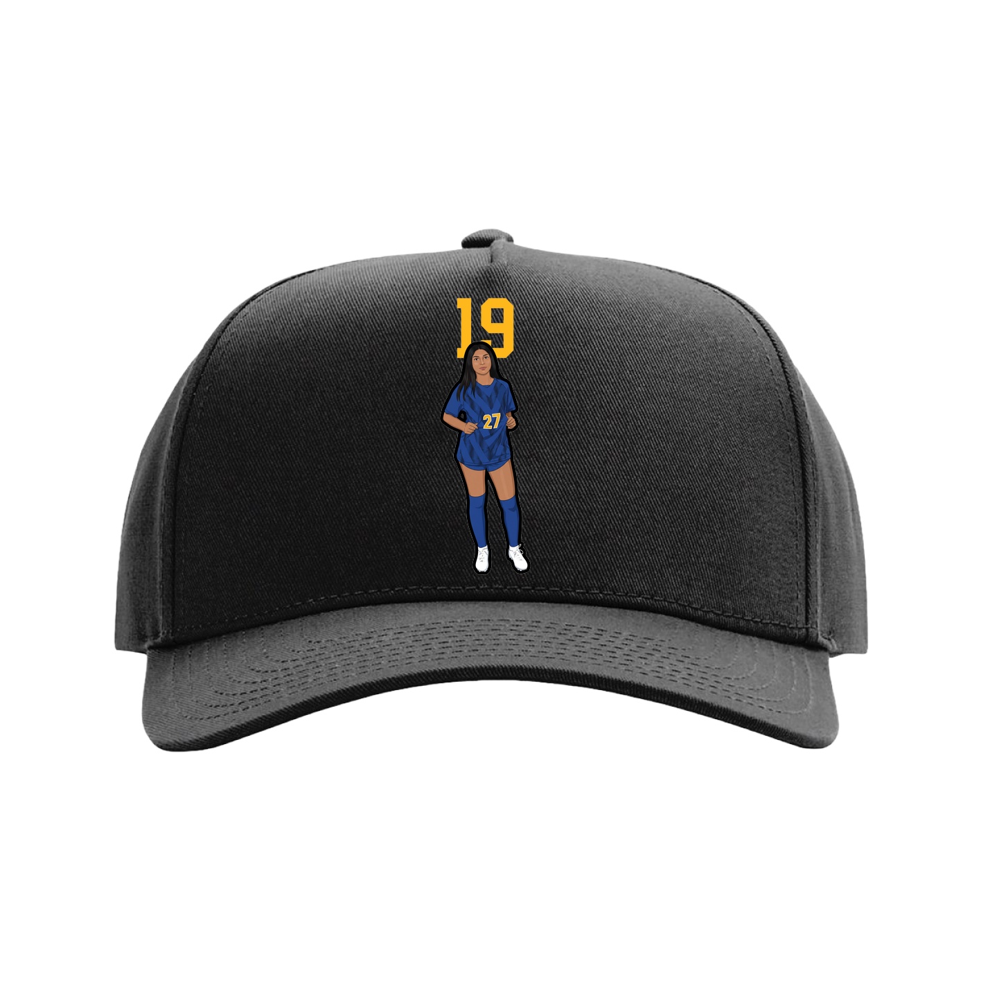 Full Fabric Five-Panel Champ Cap — Number Top in Black