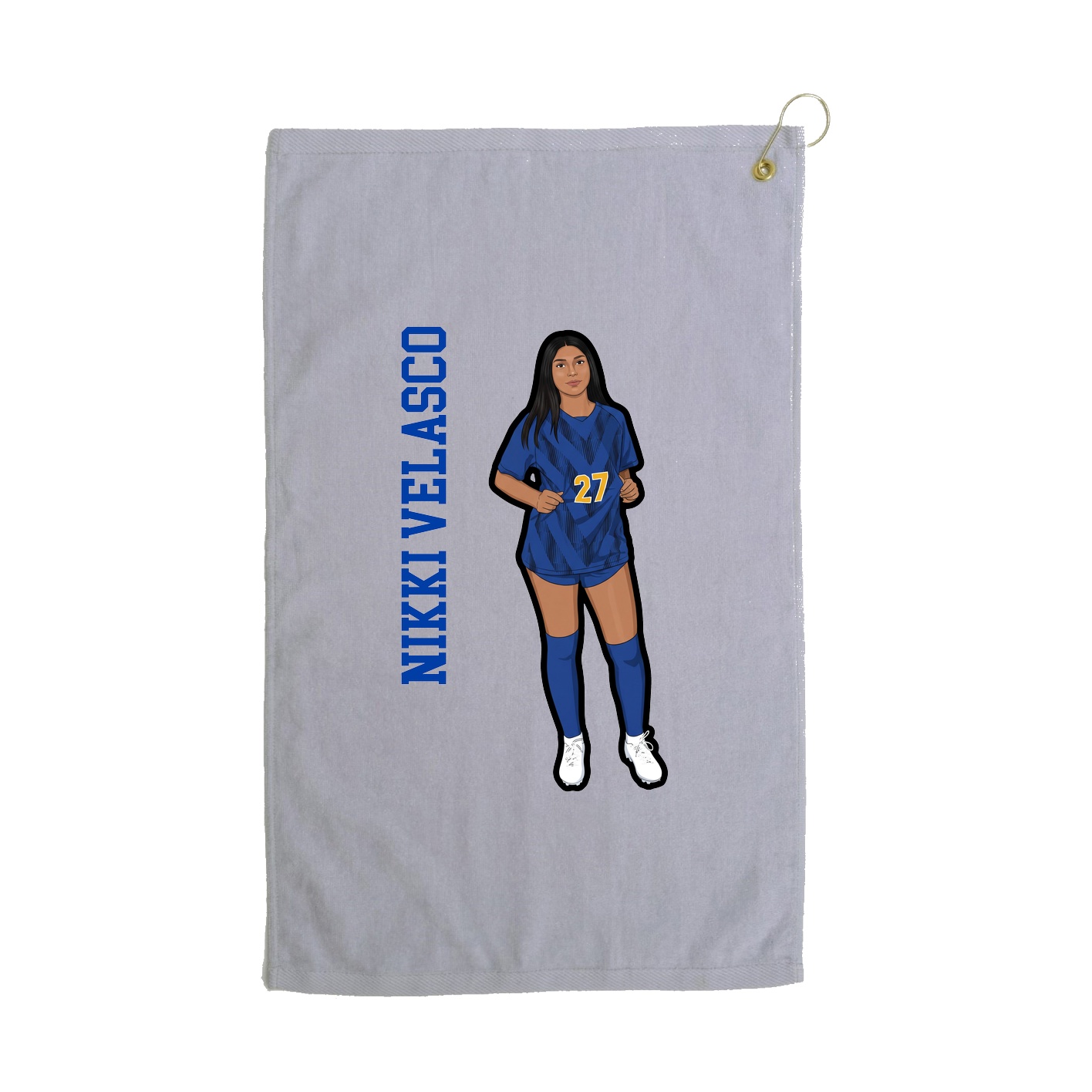 Golf Towel — Name Vertical in Grey