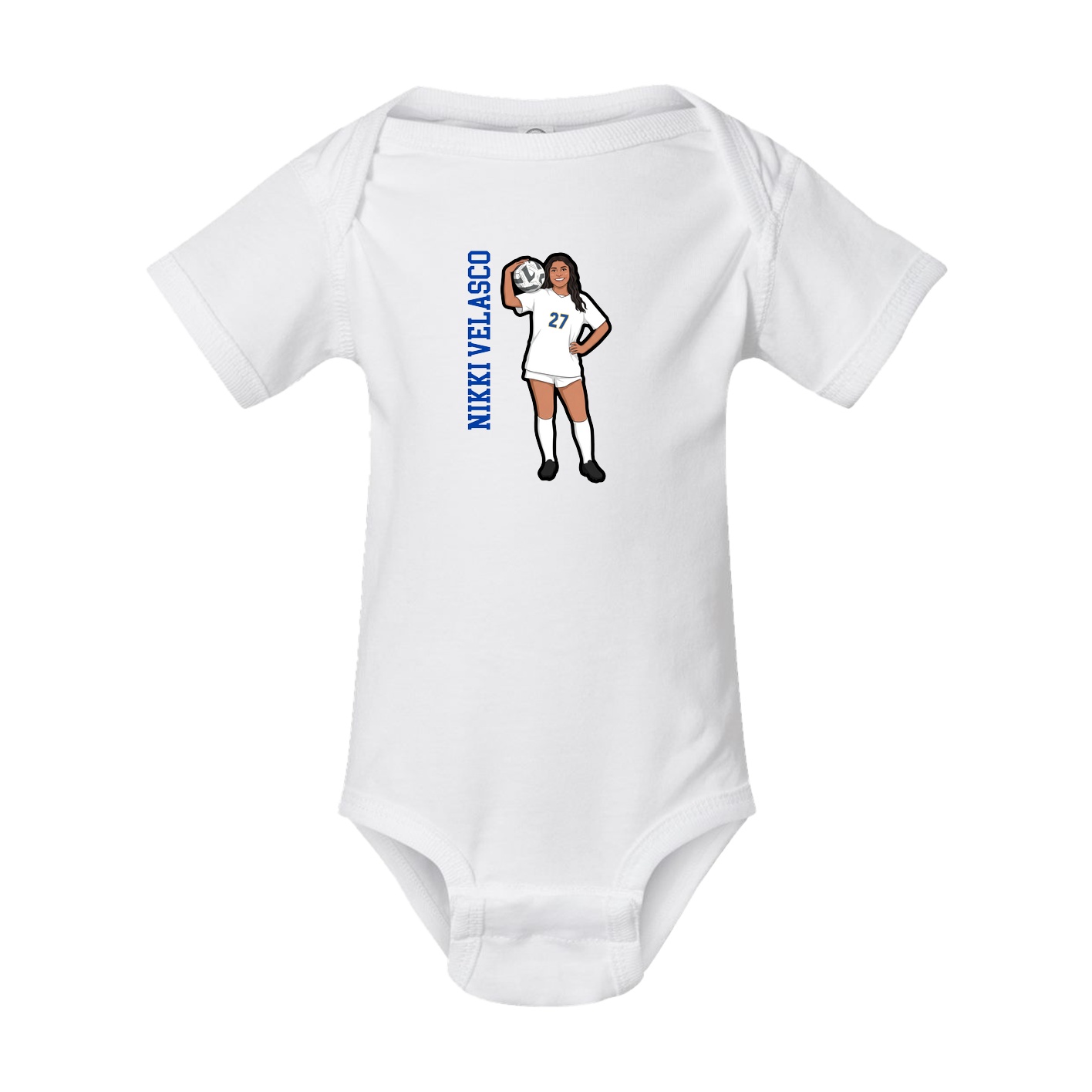 Baby Onesie — Name Vertical in White