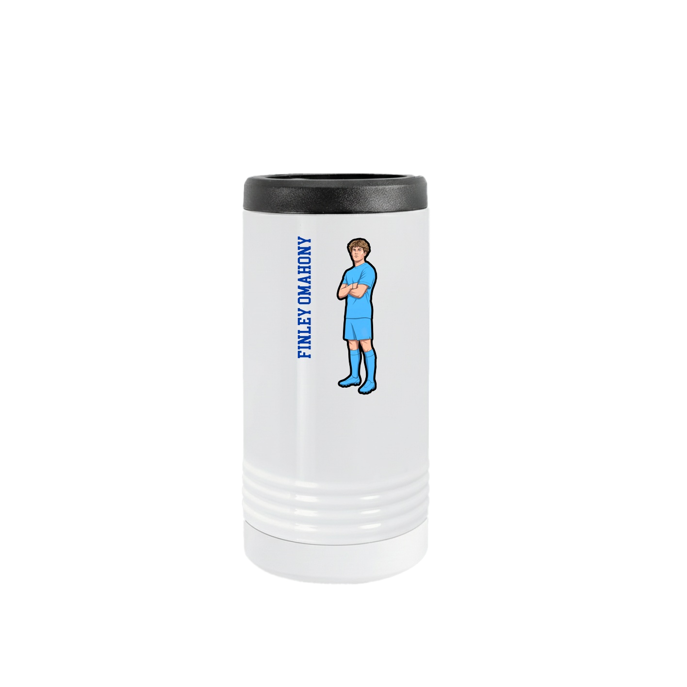 Slim Beverage Holder — Name Vertical in White