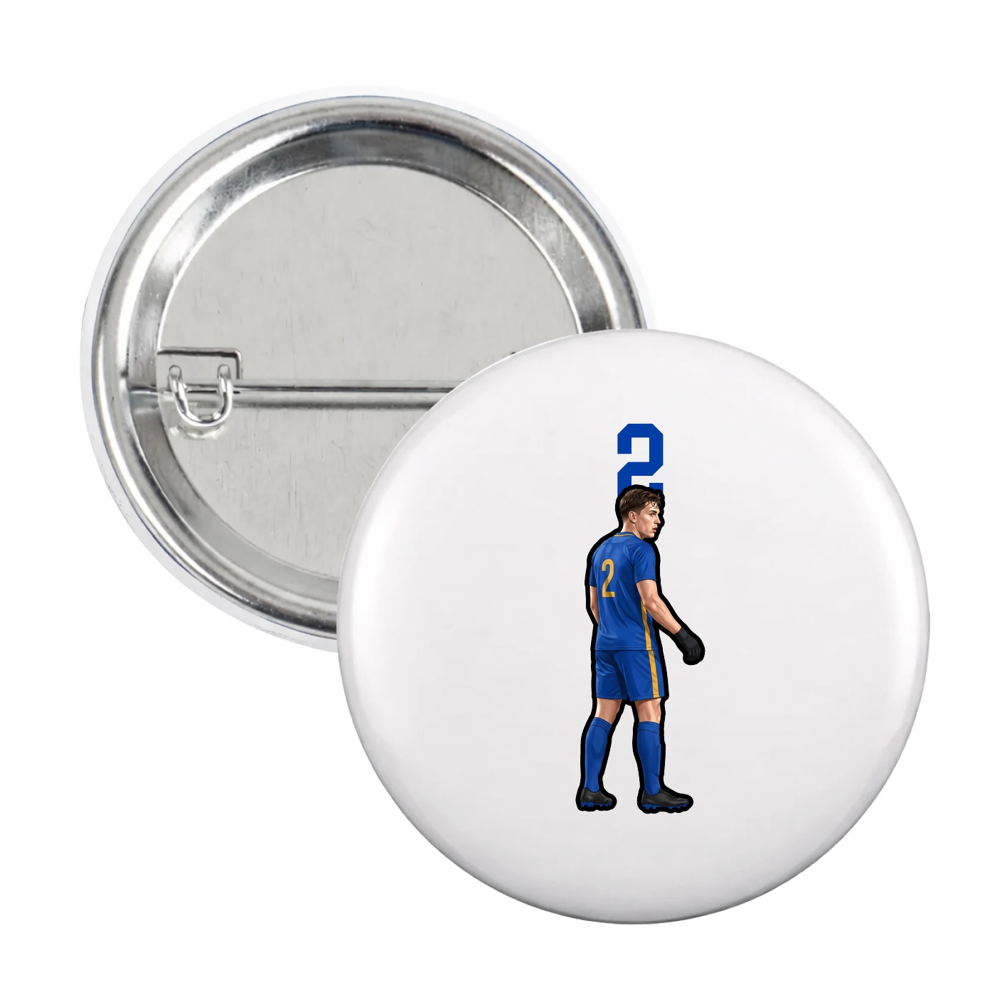 Game Day Button — Number Top in White