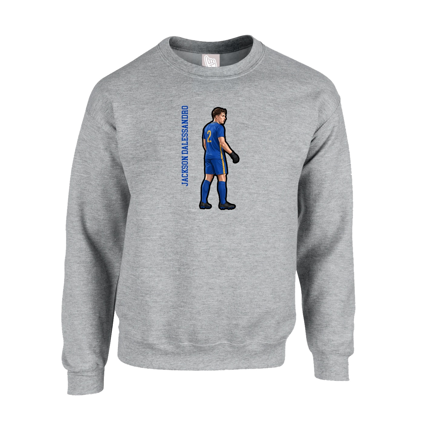Fleece Crew — Name Vertical in Grey
