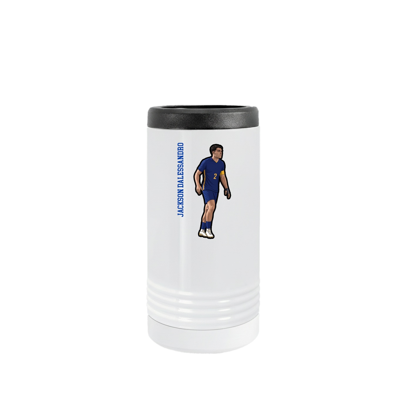 Slim Beverage Holder — Name Vertical in White